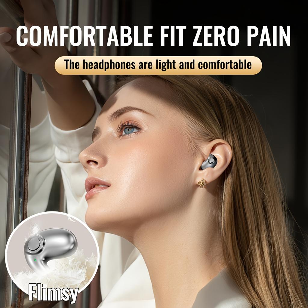 Cuffie Wireless per Dormire - Design Ultrasottile, Riduzione del Rumore a Doppio Microfono, Bassa Latenza, Cuffie In-Ear Sportive con Subwoofer Adatte per i Giochi