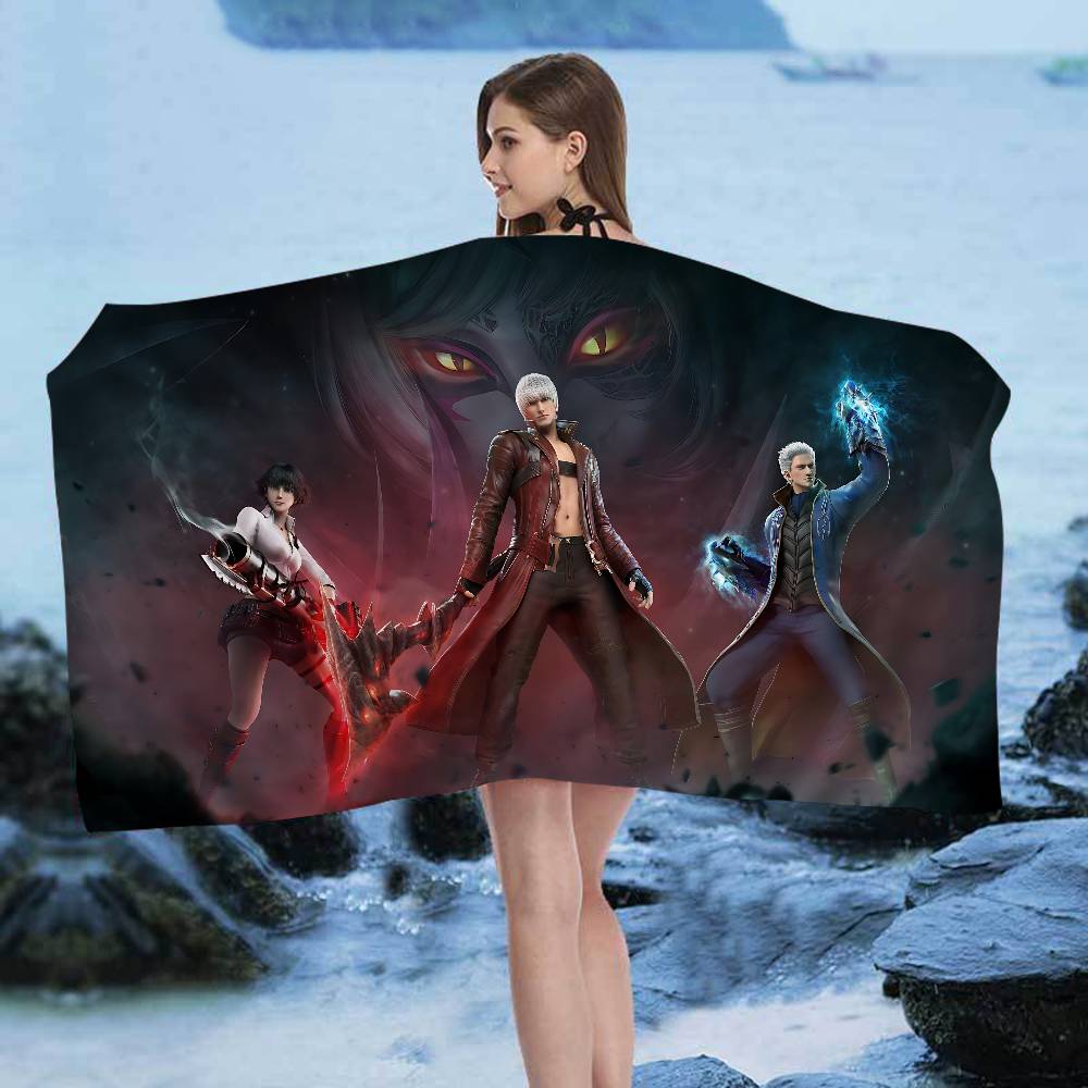 Game D-Devil M-May C-Cry Microfiber Printed Beach Towel Mountain Climbing Yoga Beach Swimming Running Absorbent Soft Towel
