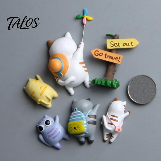 Metal Surface Magnets Cartoon Traveling Cat Refrigerator Magnet, 3D Kitten Decorative Fridge Memo Notes Photo Holder for Home, Lover Gift Strong