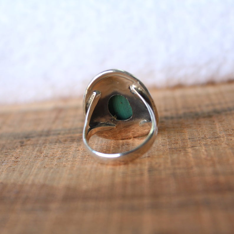 Natural Malachite Ring, Solid 925 Sterling Silver Ring, Handmade Jewelry, Anniversary Gift, Green Gemstone Ring, Gift For Her,