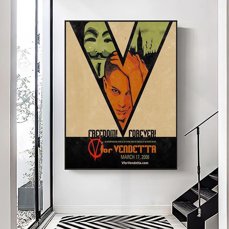 V wie Vendetta, 2005 Dystopische politische Aktion Klassisches Filmplakat Kunst Retro Poster Leinwanddruck Home Decor Wandgemälde