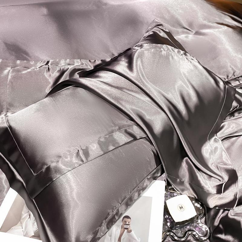 Double-Sided Mulberry Silk Pillowcase - Ice Silk, Wide Edge, Solid Color, and Beautiful Design.