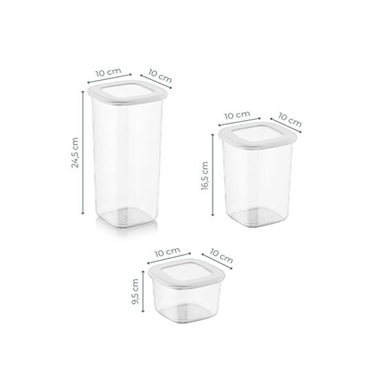 Čtvercový zásobní zásobník Sada 24 ks 8x550 ml 8x1200ml 8x1750 ml Úložný zásobník