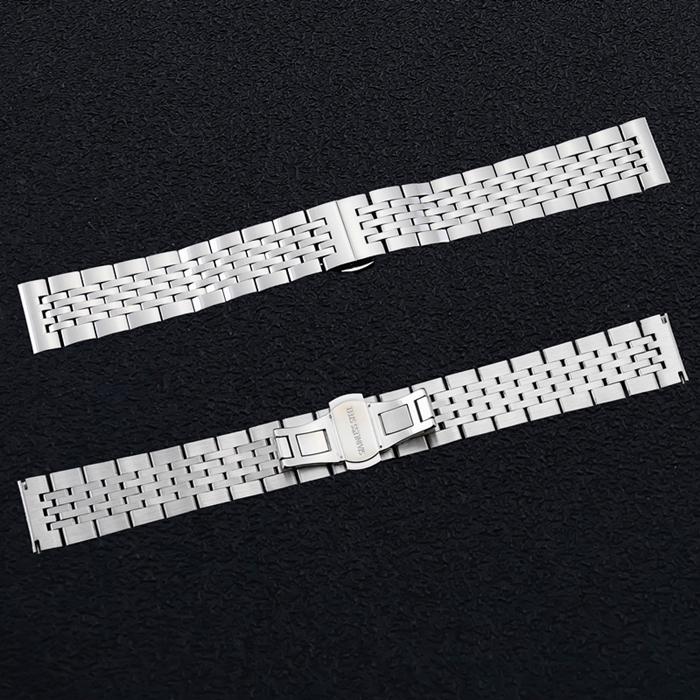 Stainless Steel Seven-Bead Watch Strap for Tissot T41, Elbow 12-24mm