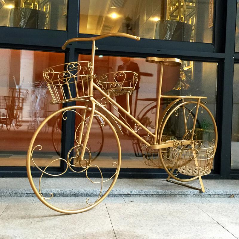 Elegant European Wrought Iron Multi-Layer Balcony & Garden Bicycle Plant Stand