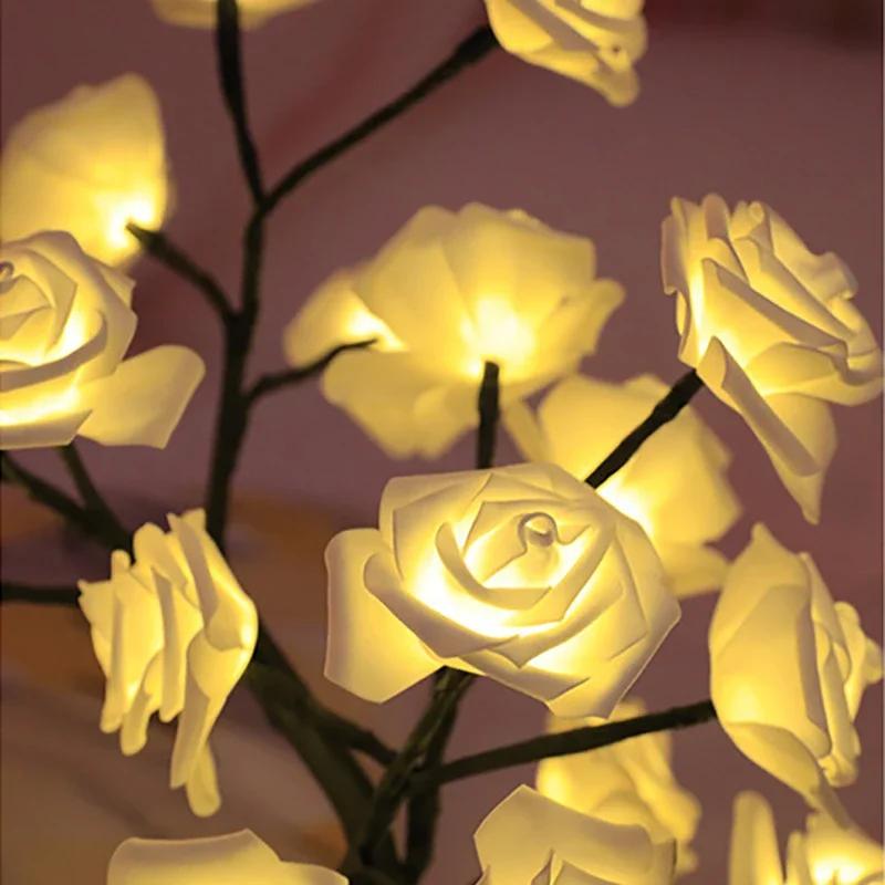 Rose String Lights Girl Lover Party Camping Summer Decoration USB Powered Lighting Tree Night Light