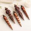 Nordischer asymmetrischer Kunststoffanhänger mit beflocktem Klebepulver - Kaffeefarbene Weihnachtsbaumschmuck-Set.