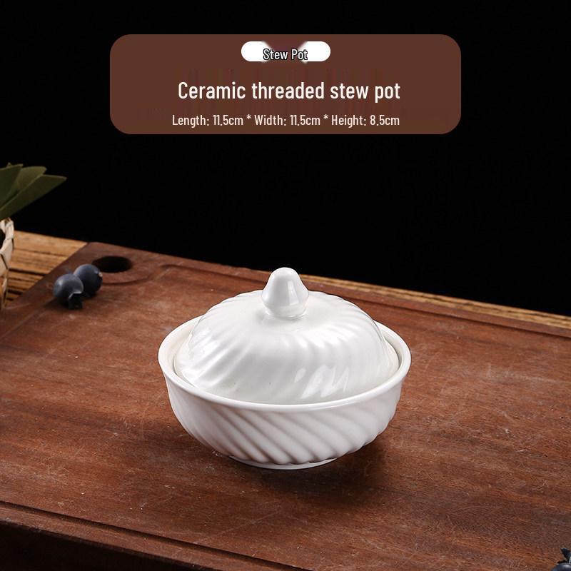 Keramik-Doppelkessel-Schmortopf mit Deckel für Suppe, Vogelnest und gedämpfte Eier