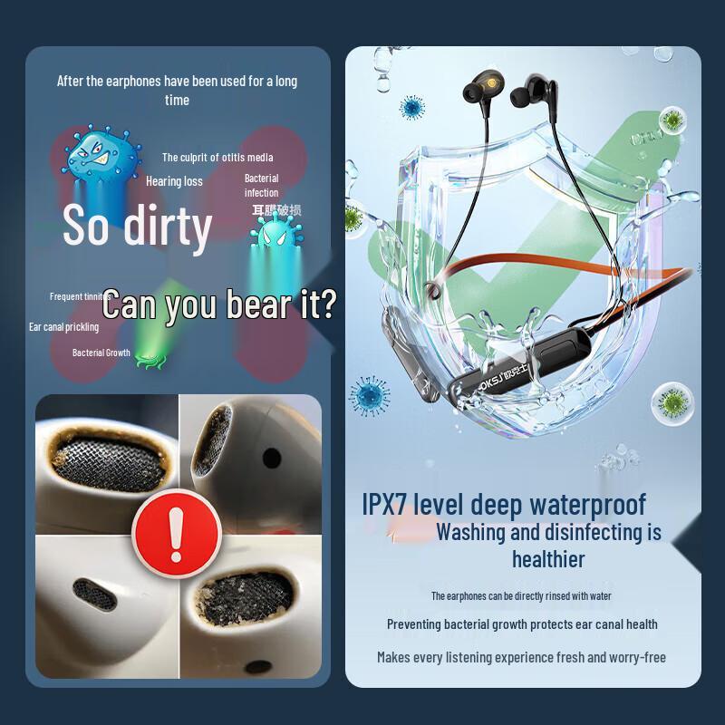 OKSJ A30 Pro Waterproof Neckband Sport Bluetooth Earbuds