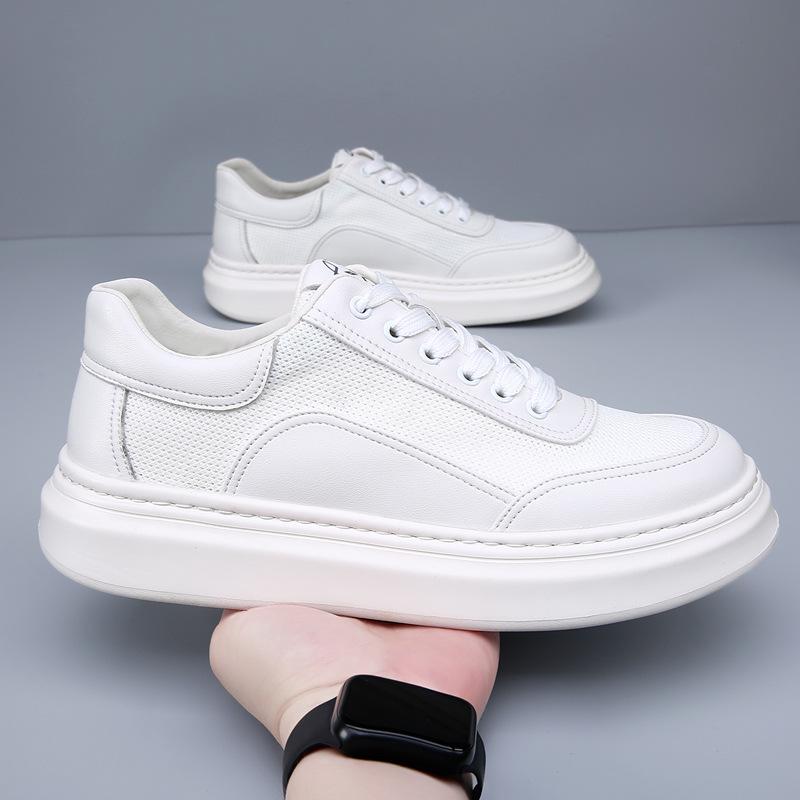 High-end European Station Light Luxury Summer Little White Shoes Breathable Thick Sole Heightening Mesh Sports Casual Shoes Men's Board Shoes