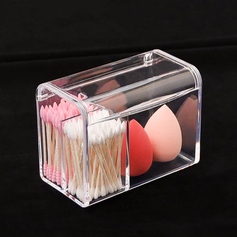 Staubdichte Aufbewahrungsbox für Make-up-Wattepads, Kunststoff-Aufbewahrungsbehälter für Kosmetiktupfer mit Deckel, transparenter Wattestäbchenhalter