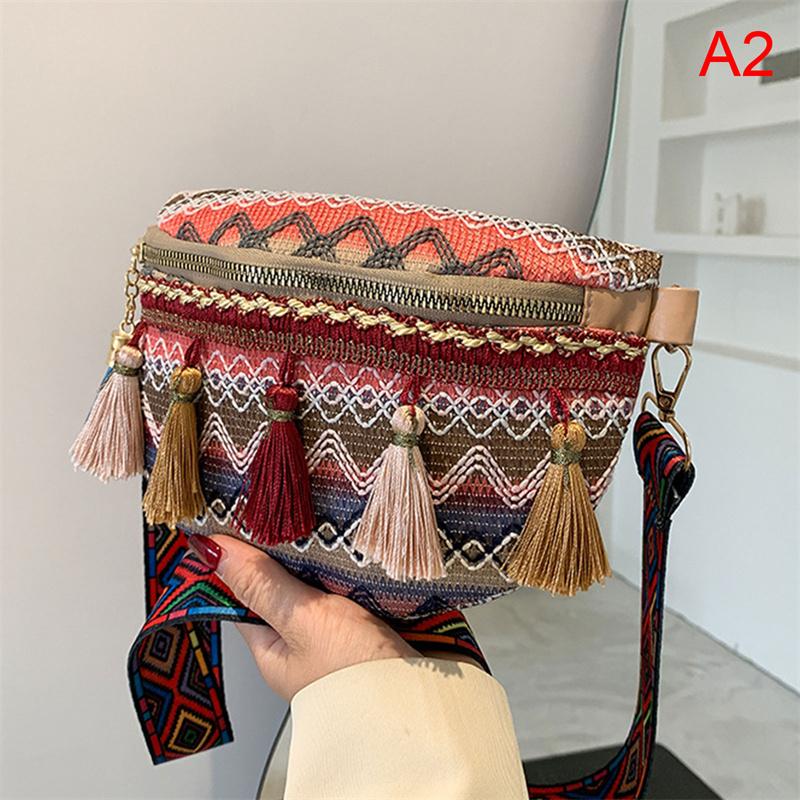 Pletené crossbody kabelky dámské střapcové ledvinky retro kožené tašky přes rameno