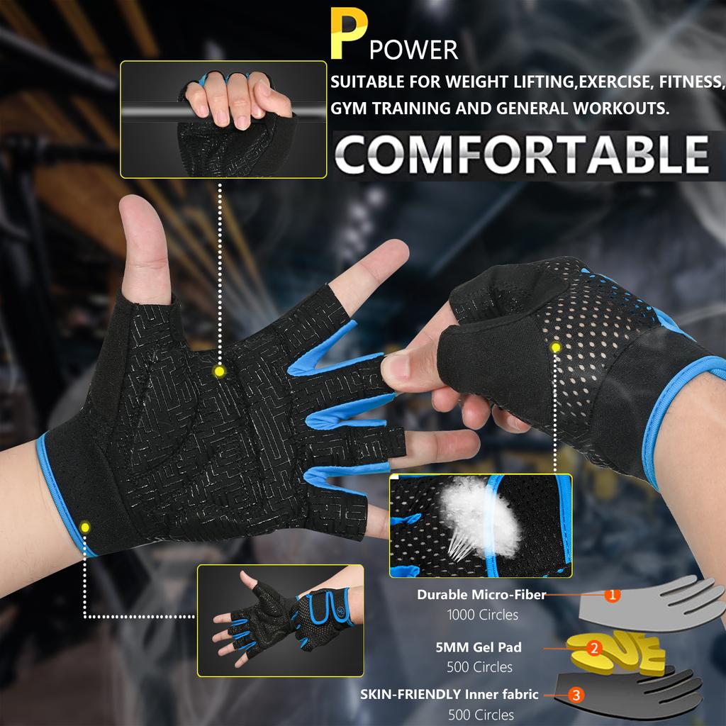 MOREOK Gym Gloves Breathable Anti-slip Pull Ups Training Yoga Body-building Exercise Fitness Workout Weight Lifting Gloves Men 6