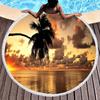 Sunset Hawaiian Palm Tree Printed Thick Round Beach Towel, Circular Quick Dry Beach Towel Outdoor Blanket Beach Decor