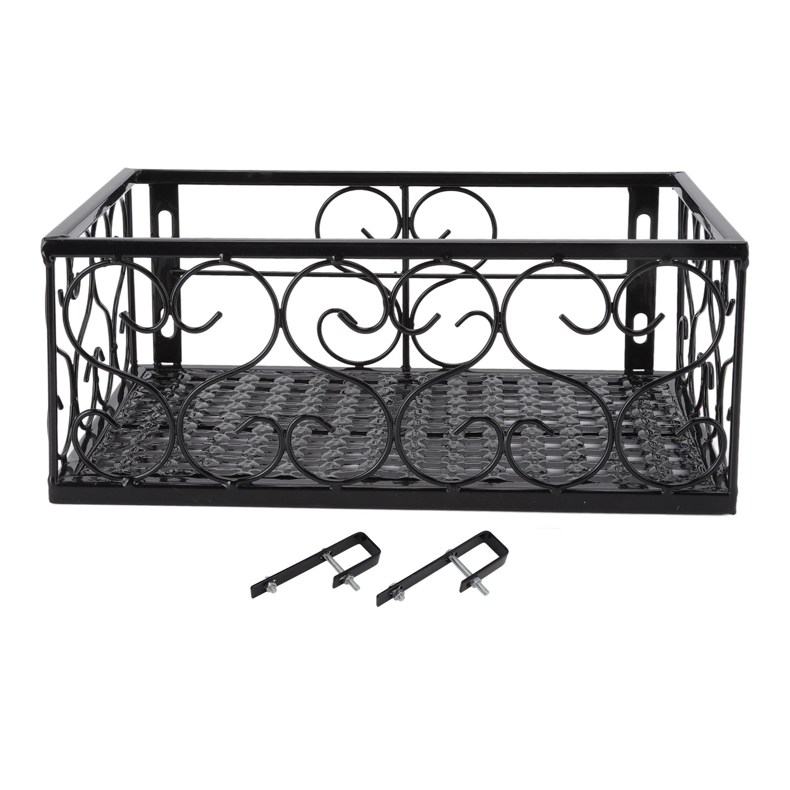 Outsideworld Balcony Flower Pot Stand Thickened Iron Decorative Patio Railing Shelf With Retainers For Windowsill