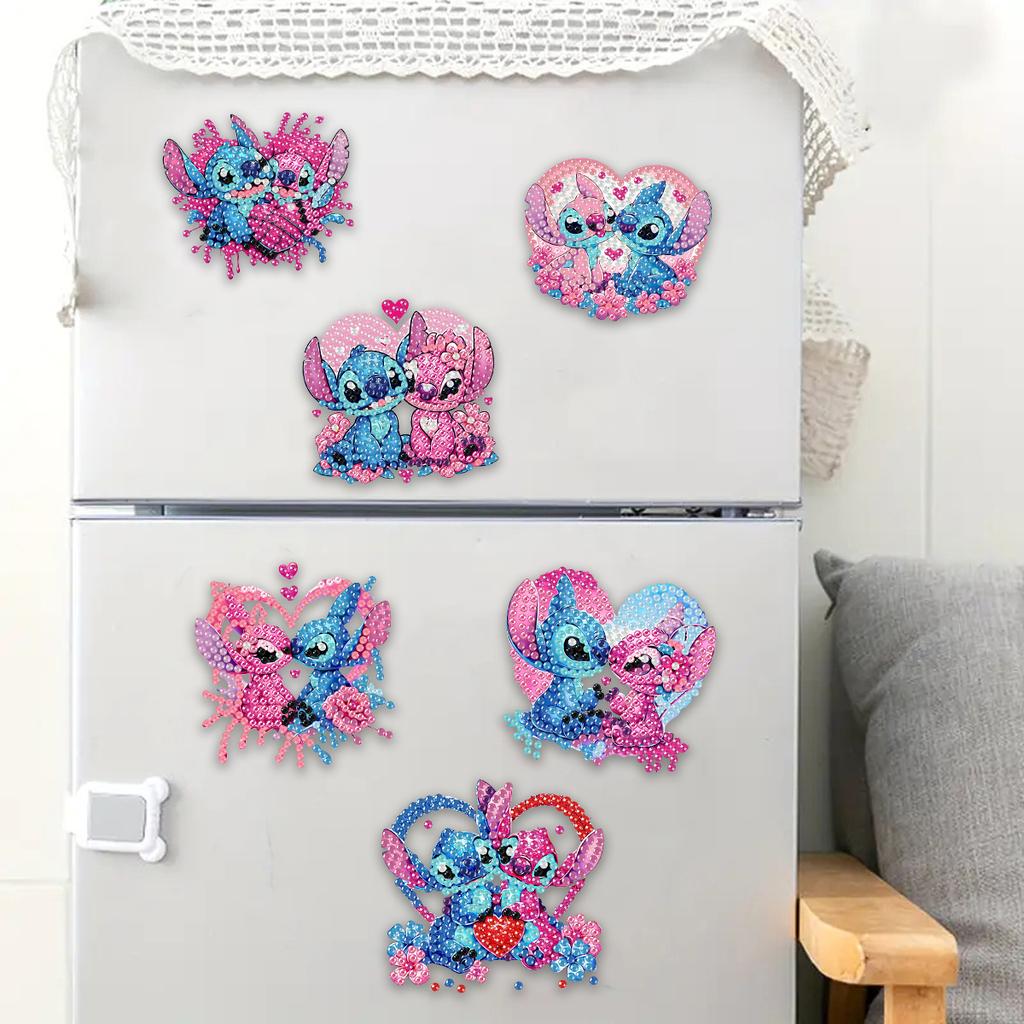 6Pcs Couple Series Diamond Art Fridge Magnet Diamond Painting Refrigerator Magnet Diamond Painting Fridge Magnet for Adults Beginners