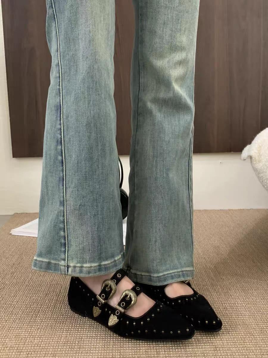 

Retro niche rivet pointed Mary Jane women s shoes 2025 new inner height increase suede versatile commuter shoes women 40