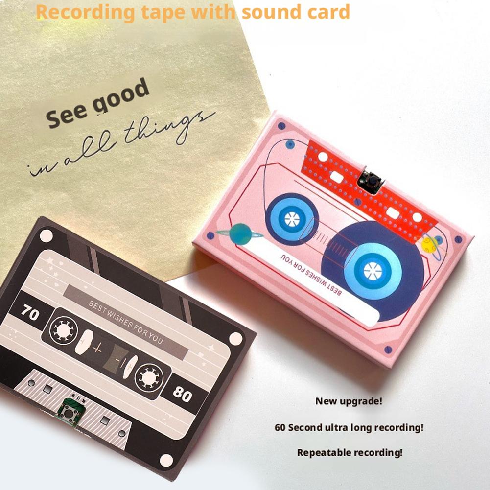 Scheda Voce Registrabile Nastro Cartolina di Auguri Registrabile 60 Secondi DIY Registrazione MusicCard San Valentino Anniversario Regalo di Compleanno