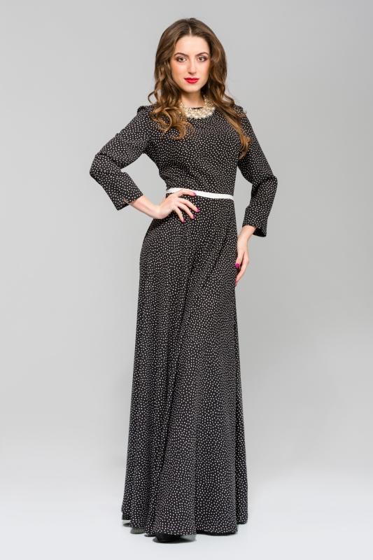 

Довга сукня в горох 40 чорний