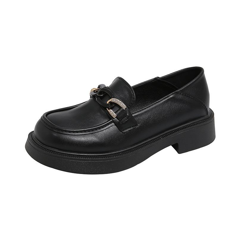 White small leather shoes women's new spring and autumn versatile J college style with skirt versatile thick sole