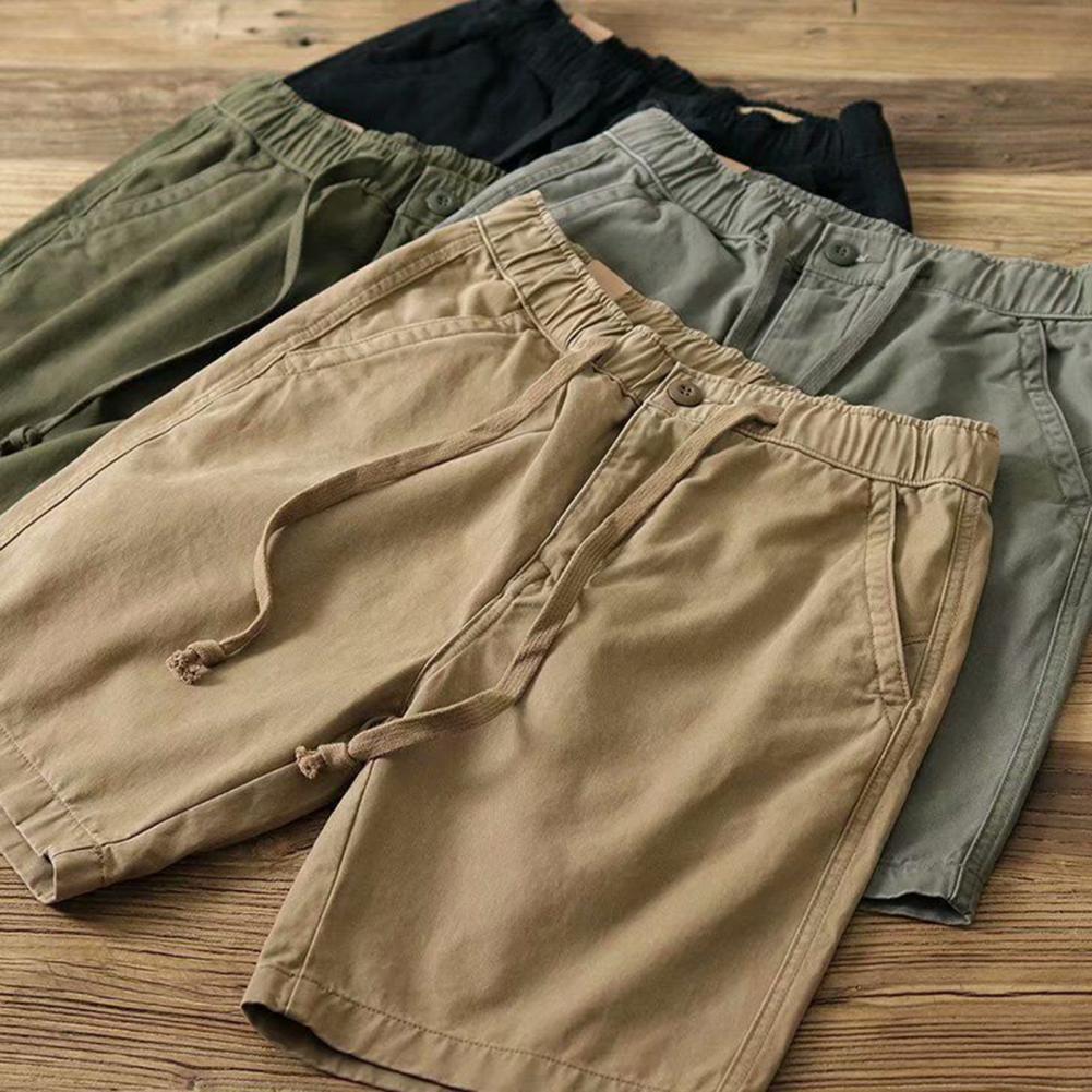 Summer Shorts Men Cotton Solid Casual Business Social Shorts Men Bermudas Loose Khaki Joggers