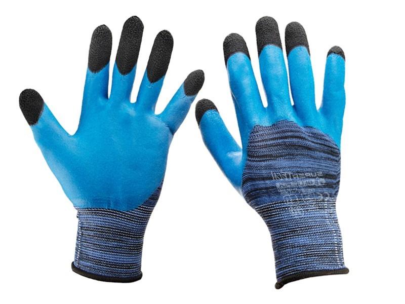 Pletené, pěnové, latexem potažené pracovní rukavice, vel. 10