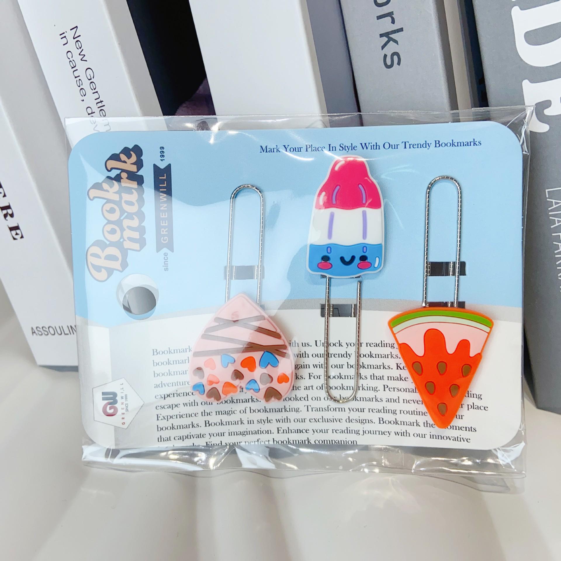 Cartoon Ice Cream Bookmark Paperclip - Creative PVC Rubber Stationery