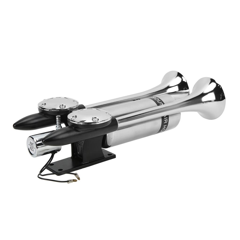 300DB Car Air Horn Zinc Alloy Chrome Plating Double Tube Loudspeaker for Train Ship SUV RV Truck Motorcycle DC 12V 24V