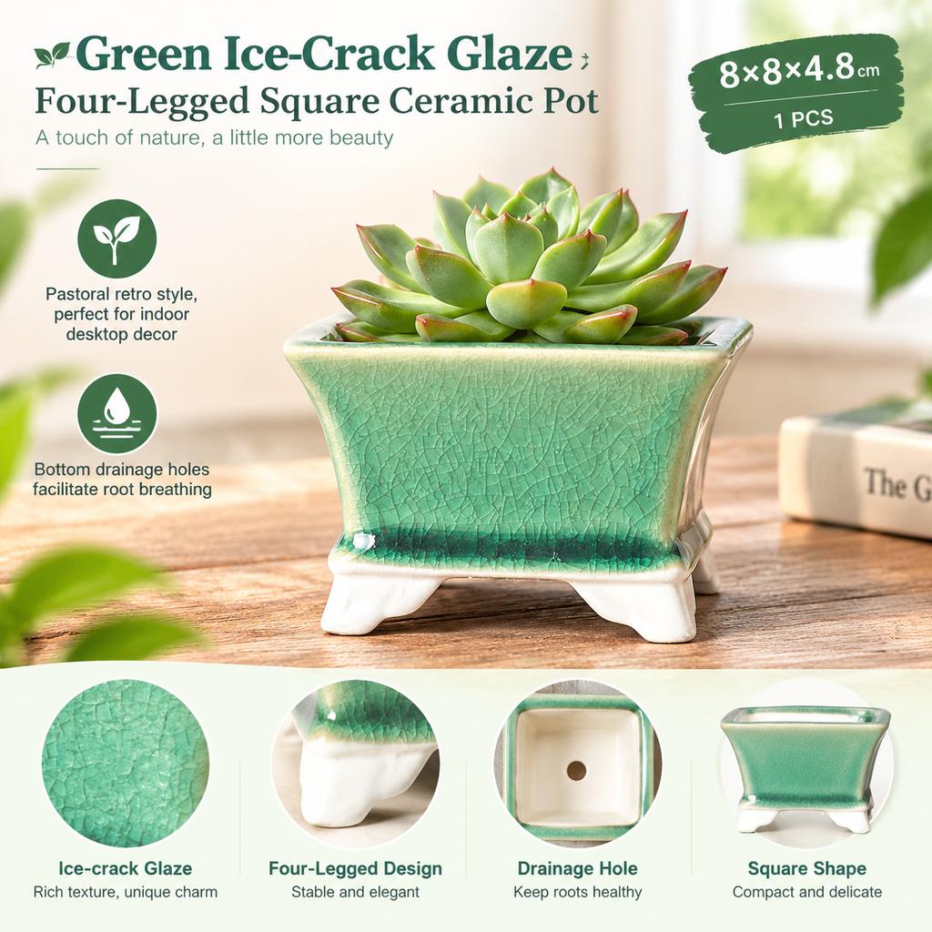 Retro Kiln-Changed Ceramic Mini Flower Pot