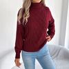 Suéter de punto trenzado de cuello alto de color para mujer con mangas