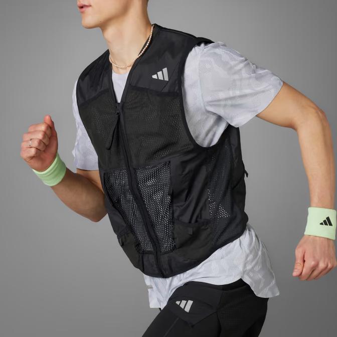 Adidas Ultimate Pocket Vest With Printed Logo And V-Neck Zipper Men Tops Black JF1479