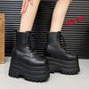 Fashion Cosplay Platform Boots Women'S Chunky Sole Height Increasing Boots Waterproof Leather Gothic Short Boots For Big Size