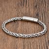 Pulsera Tejida de Cuero Genuino Trenzado de Piel de Vaca y Cuerda Negra para Hombre Doble Capa Pulsera de Cuero Multicapa Hecha a Mano 2026