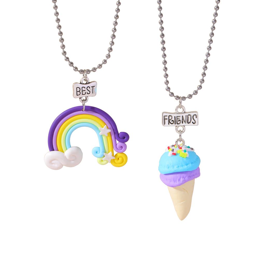 15 Stil Polymer Clay Anhänger Best Friends Halsketten Set BFF Fimo Regenbogen Lutscher Eiswaffeln Anhänger Perlen Kette Kinder Geschenk