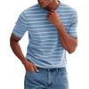 Men's Fashionable Casual Stripe Print Round Neck Short Sleeve T-Shirt Top