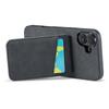 FIERRE SHANN For iPhone 16 Plus Case Card Holder Kickstand Leather RFID Blocking Back Cover