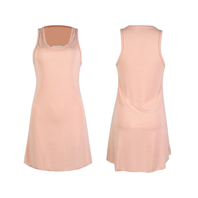 

Женская ночная сорочка-комбинация без рукавов с кружевной отделкой и принтом в виде сердечек L