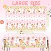 3pcs Fairy Party Tablecloth Decorations Fairy Birthday Party Supplies Table Cover Floral Flower Fairies Enchanted Wonderland Forest Garden Disposable
