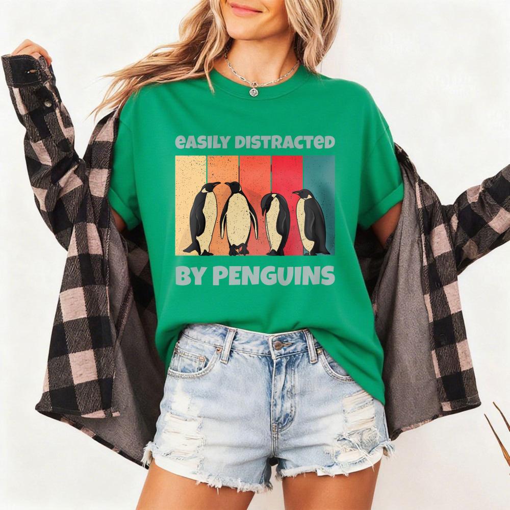 Retro Penguin Tshirt Penguins of The World Fans Birthday Gift Tshirt Funny Educational Save Penguins Spirit Animal Lover Tops S