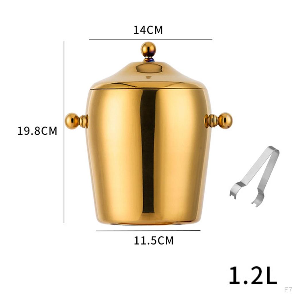 Edelstahl-Eiskübel, Bierkühler, Getränkekühleimer, isoliertes Metallgetränk