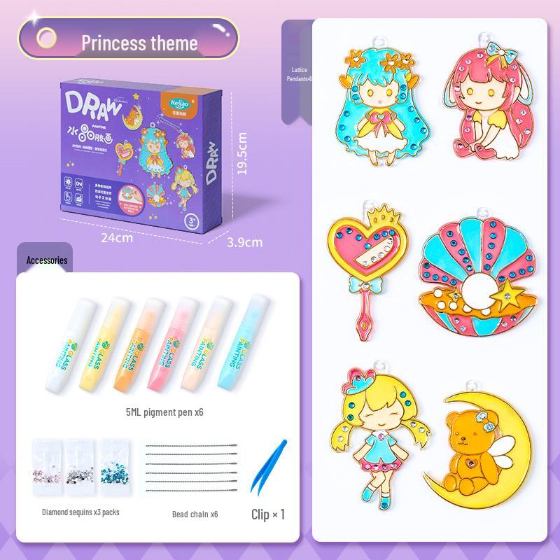 Children's DIY Crystal Glue Painting Castle & Pendant Graffiti Kit
