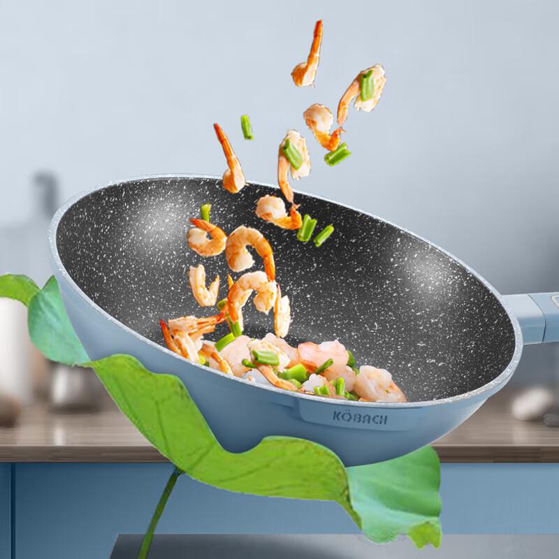 Kambach 30cm Aluminum Non-Stick Wok - Blue & White