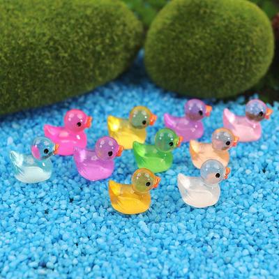 Colorful Luminous Yellow Duck Resin Miniature - Creative Cartoon Jewelry & Craft Accessory