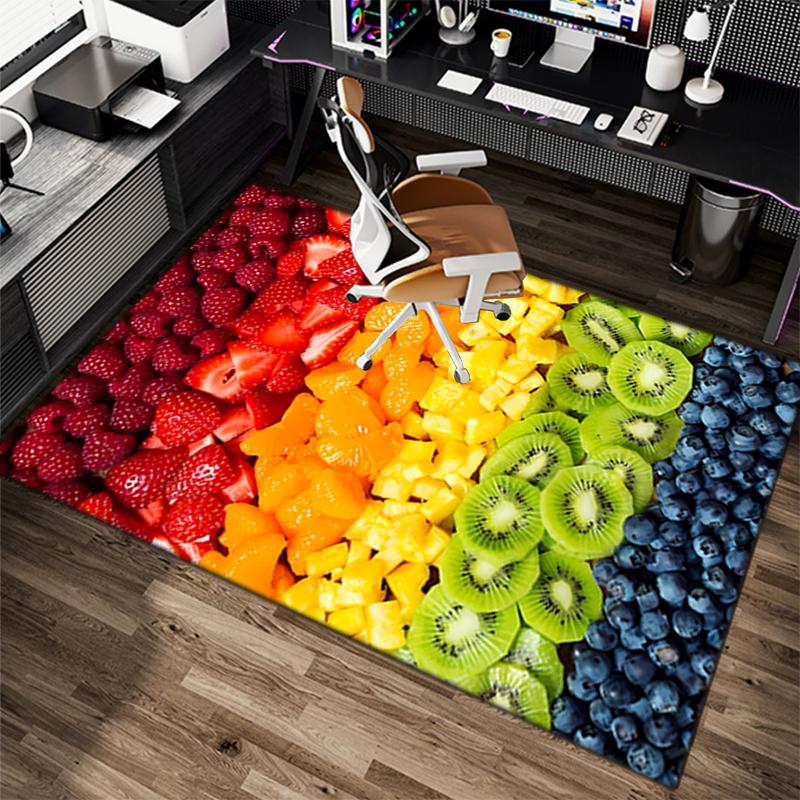 1Pc Food Theme Printed Circular Carpet, Home Door Mat, Outdoor Travel Protection Carpet B6