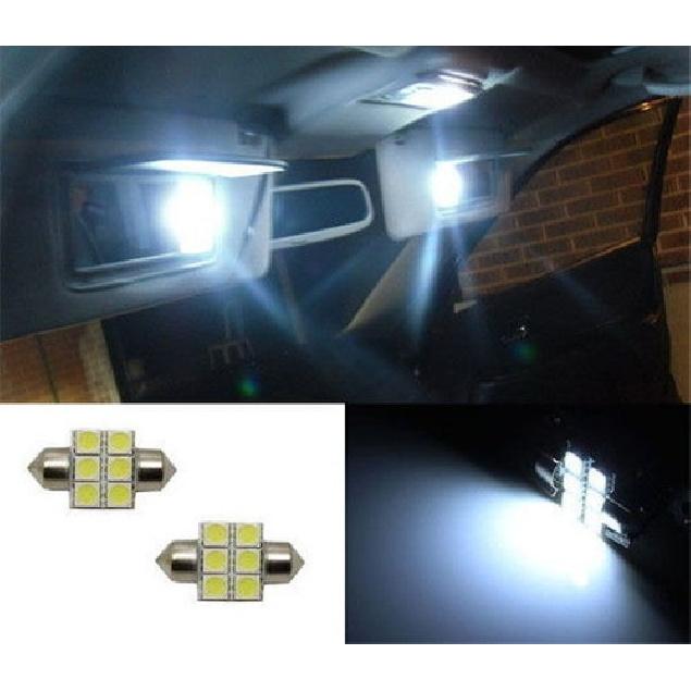 (2) White 6-SMD 31mm 1.25  DE3175 Festoon LED Visor Vanity Mirror Light Bulbs