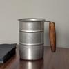 Vintage Industrial Style Beer Mug With Wooden Handle Large Capacity 304 Stainless Steel Camping Mug Beer Cup Drinking Cup