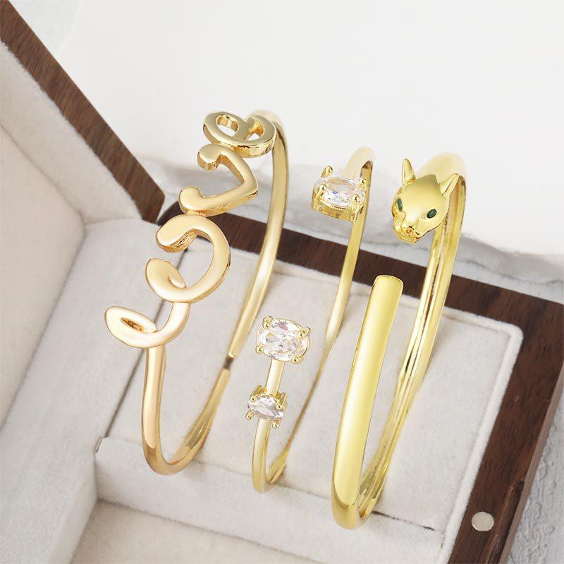 European and American New Simple Women's Hand Jewelry LOVE Open Bracelet Geometric Bracelet Jewelry