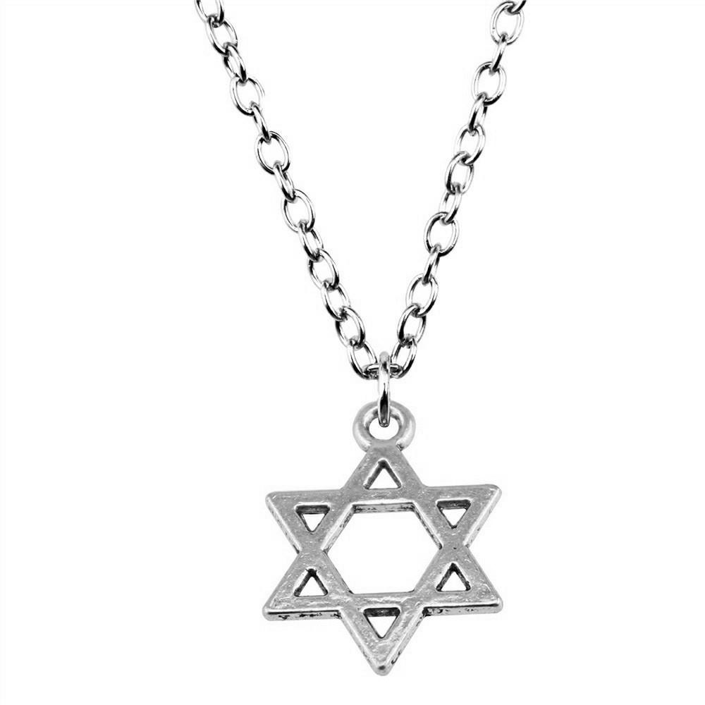 Collana Ciondolo Nodo Celtico Triquetra Stella di Davide Pendente Gioielli Vintage Boho Catena 43cm