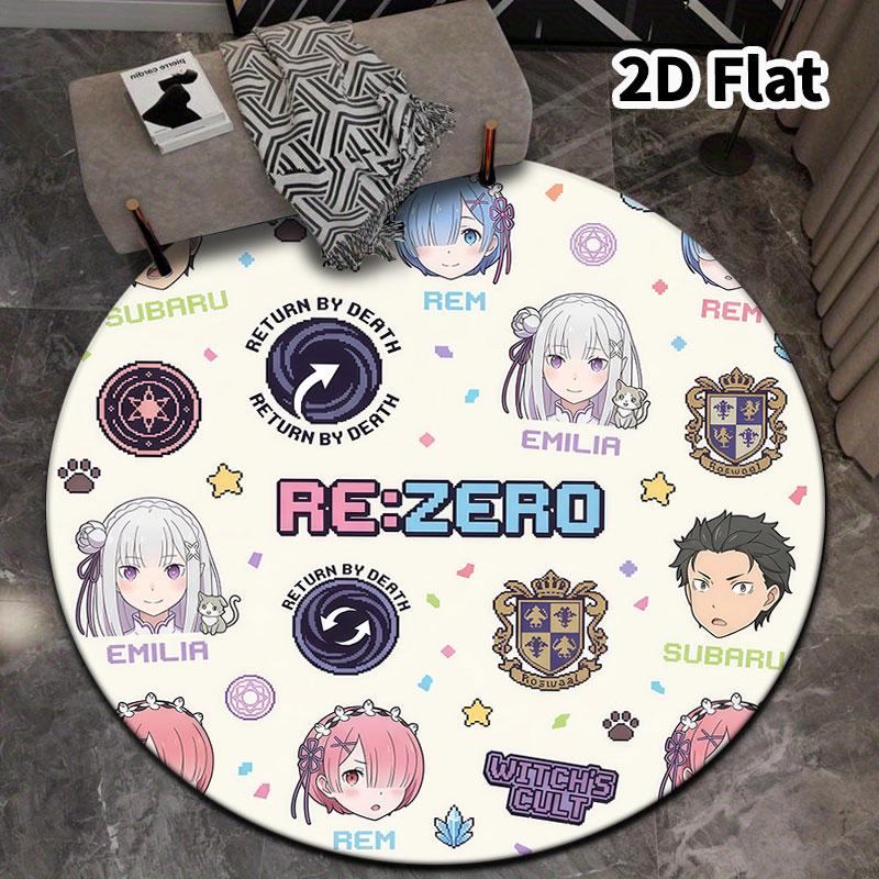 Re Zero Round Area Rug Carpet Rug For Living Room Bedroom Sofa Playroom Decor Nonslip Floor Mat