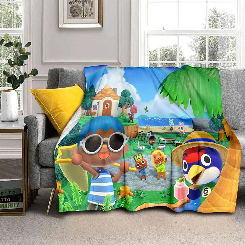 Cartoon Animal Crossing New Horizons Soft Plush Blanket,Flannel Blanket Throw Blanket for Living Room Bedroom Sofa Cover Child